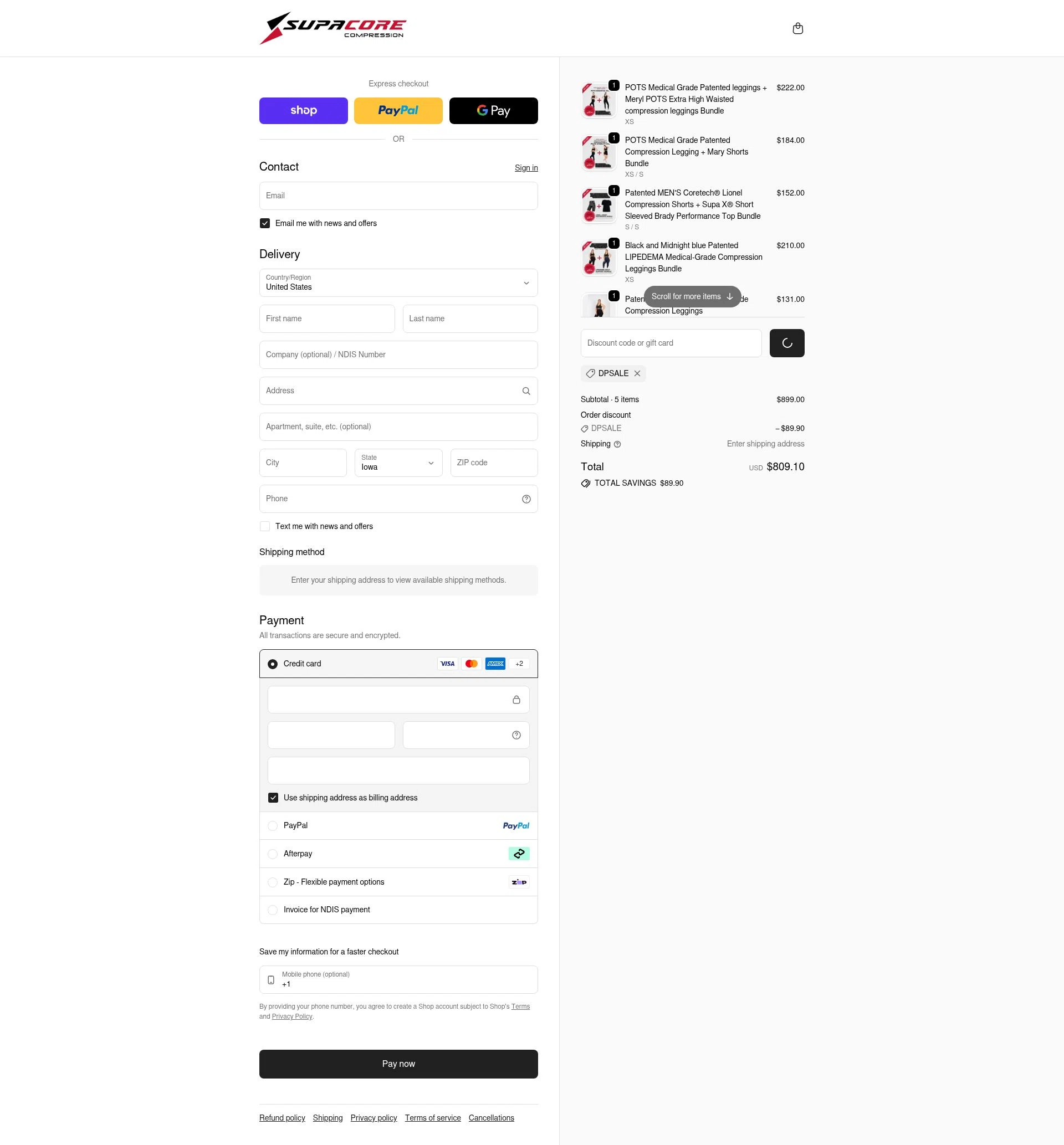 Supacore checkout page showing Supacore discount code box | Screenshot taken by SimplyCodes community member on Feb 16, 2026