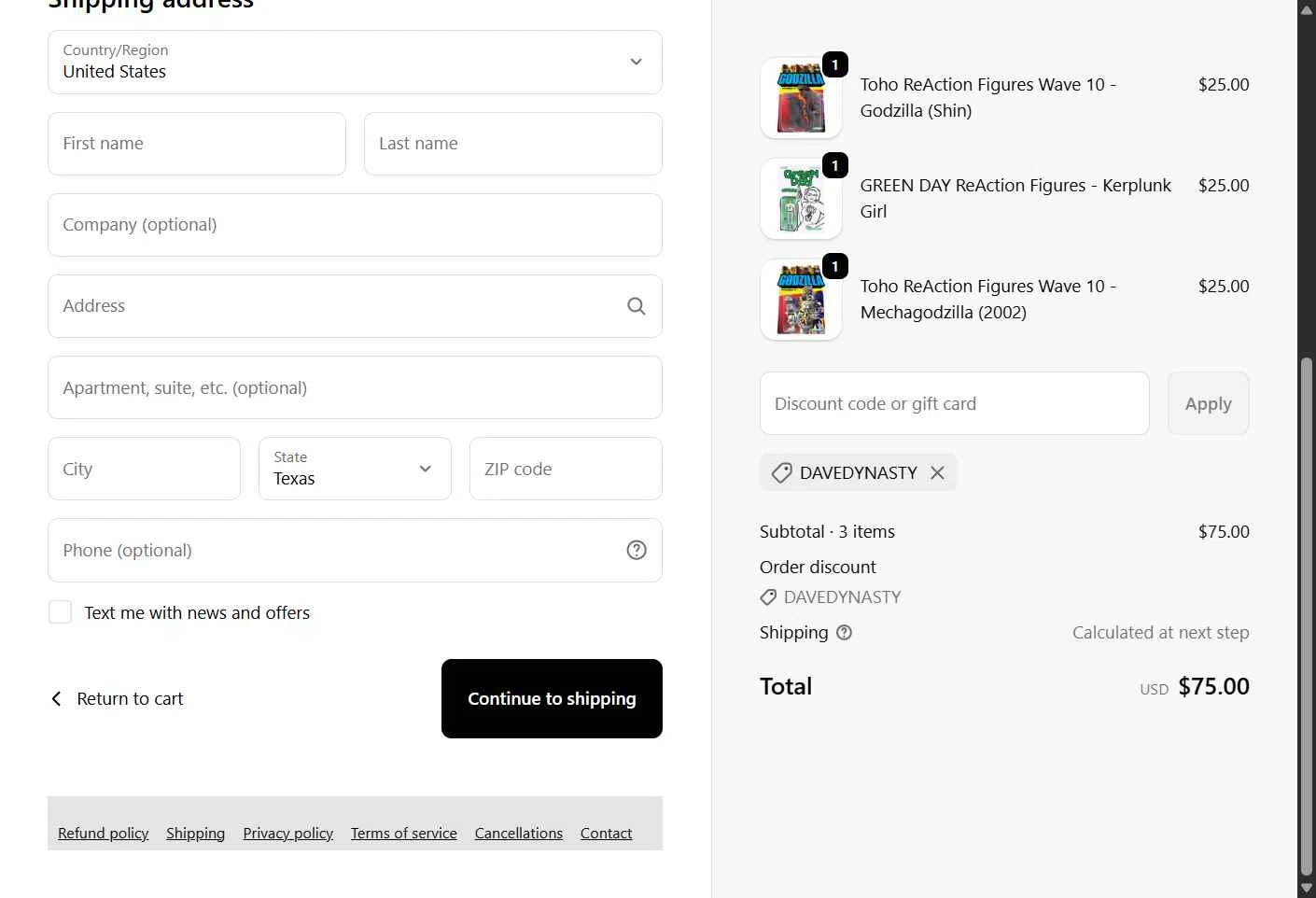 Super7 checkout page showing Super7 discount code box | Screenshot taken by SimplyCodes community member on Feb 7, 2026