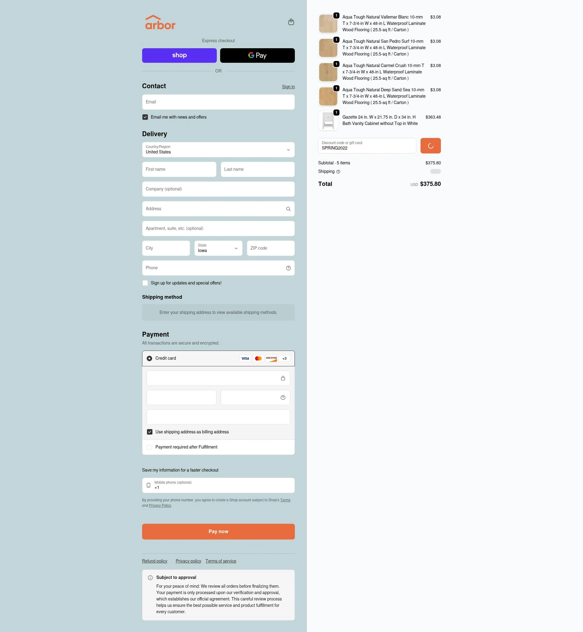 Super Arbor checkout page showing Super Arbor discount code box | Screenshot taken by SimplyCodes community member on Feb 6, 2026