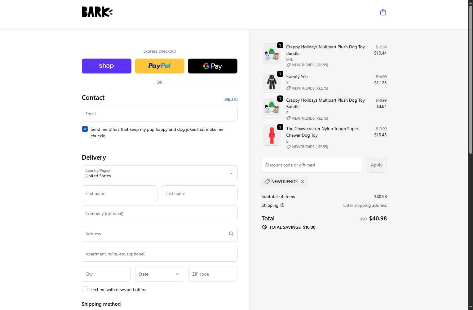 Super Chewer checkout page showing Super Chewer discount code box | Screenshot taken by SimplyCodes community member on Nov 30, 2025
