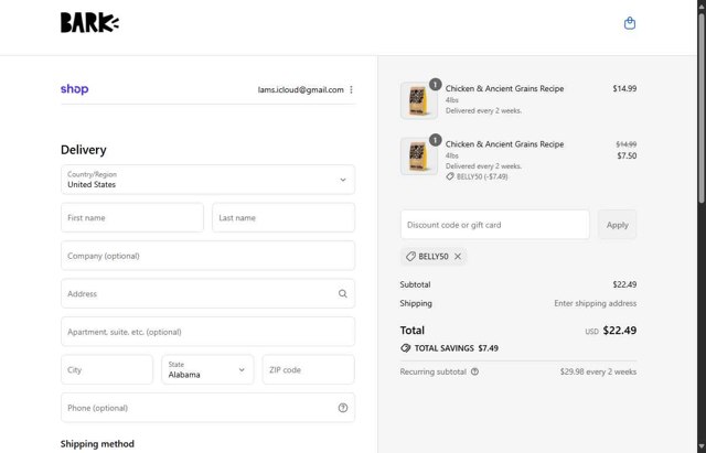 Super Chewer checkout page showing Super Chewer discount code box | Screenshot taken by SimplyCodes community member on Sep 4, 2025