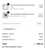 SIMONSAYS coupon verification screenshot