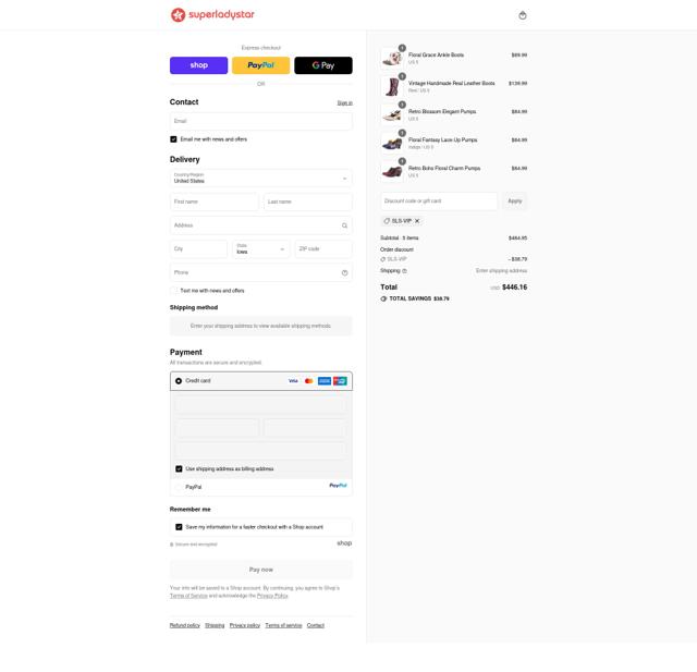 Super Lady Star checkout page showing Super Lady Star discount code box | Screenshot taken by SimplyCodes community member on Sep 12, 2025