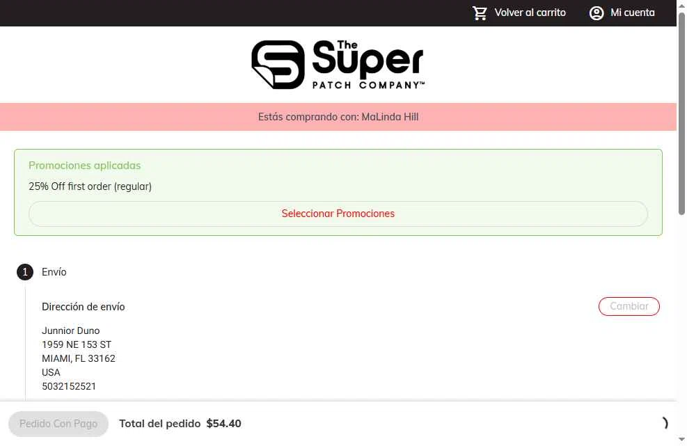 The Super Patch Co checkout page showing The Super Patch Co promo code box | Screenshot taken by SimplyCodes community member on Oct 20, 2025
