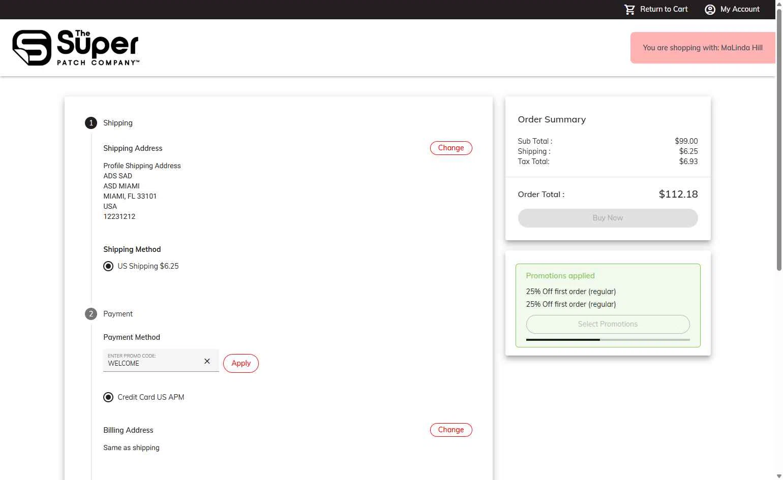 The Super Patch Co checkout page showing The Super Patch Co promo code box | Screenshot taken by SimplyCodes community member on Jan 27, 2026