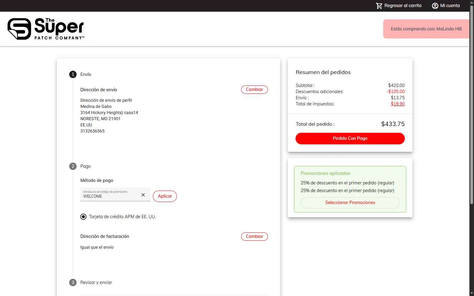 The Super Patch Co checkout page showing The Super Patch Co promo code box | Screenshot taken by SimplyCodes community member on Dec 3, 2025
