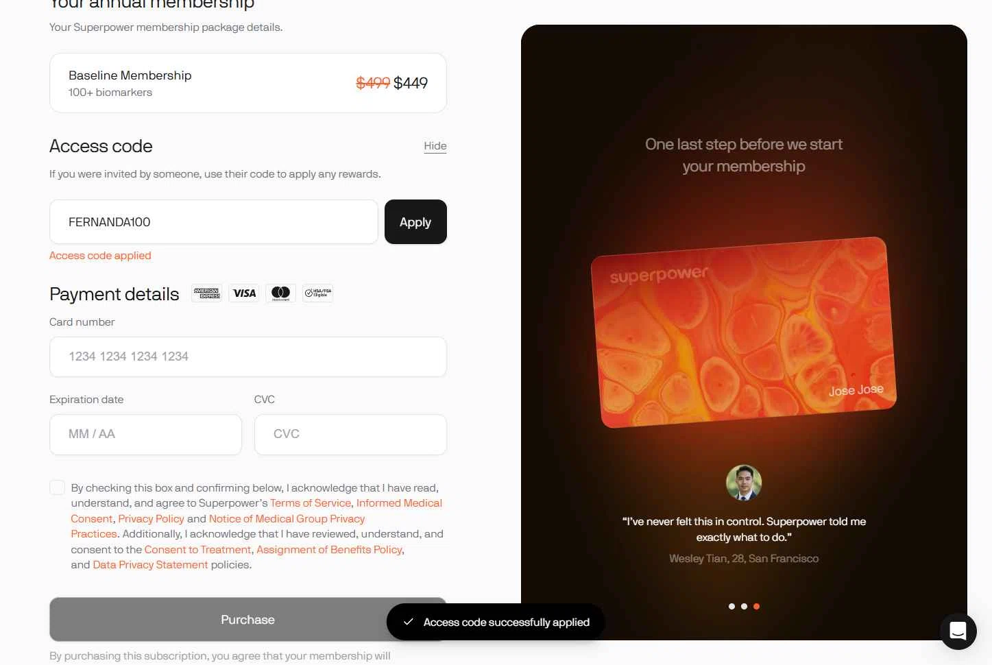 Superpower checkout page showing Superpower promo code box | Screenshot taken by SimplyCodes community member on Aug 1, 2025