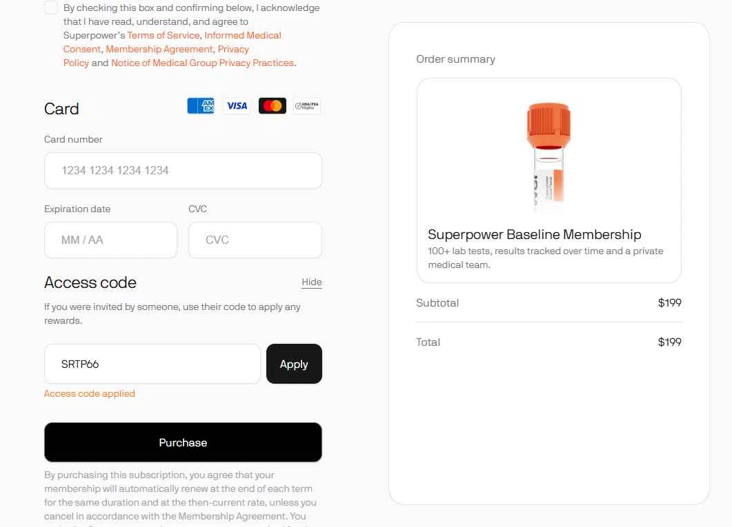 Superpower checkout page showing Superpower promo code box | Screenshot taken by SimplyCodes community member on Sep 23, 2025