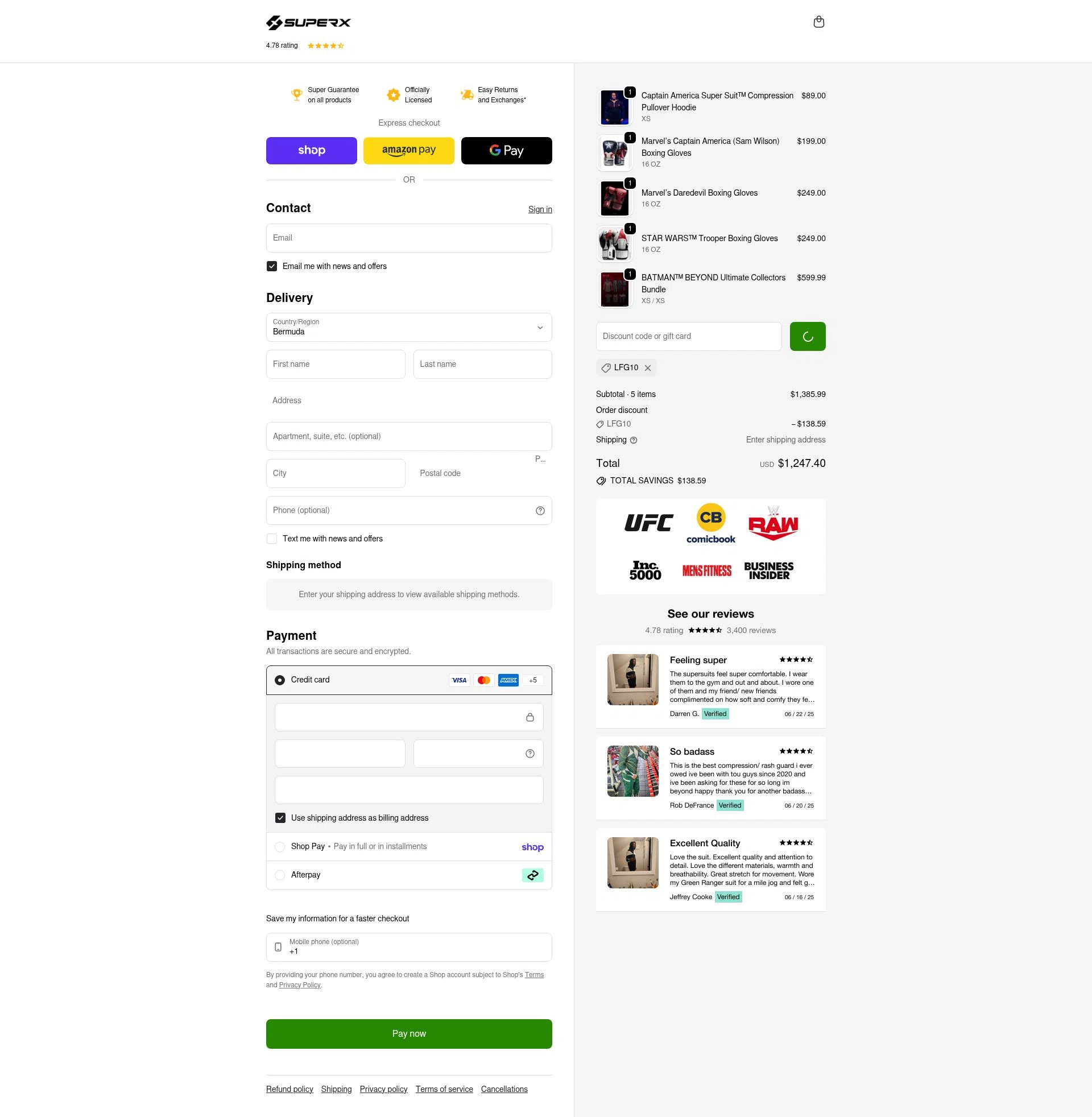 SuperX checkout page showing SuperX discount code box | Screenshot taken by SimplyCodes community member on Feb 20, 2026