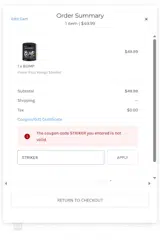 STRIKER coupon verification screenshot