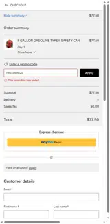 FREEDOM20 coupon verification screenshot