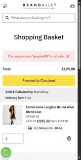 easylike20 coupon verification screenshot
