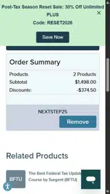 Surgent CPE coupon verification screenshot