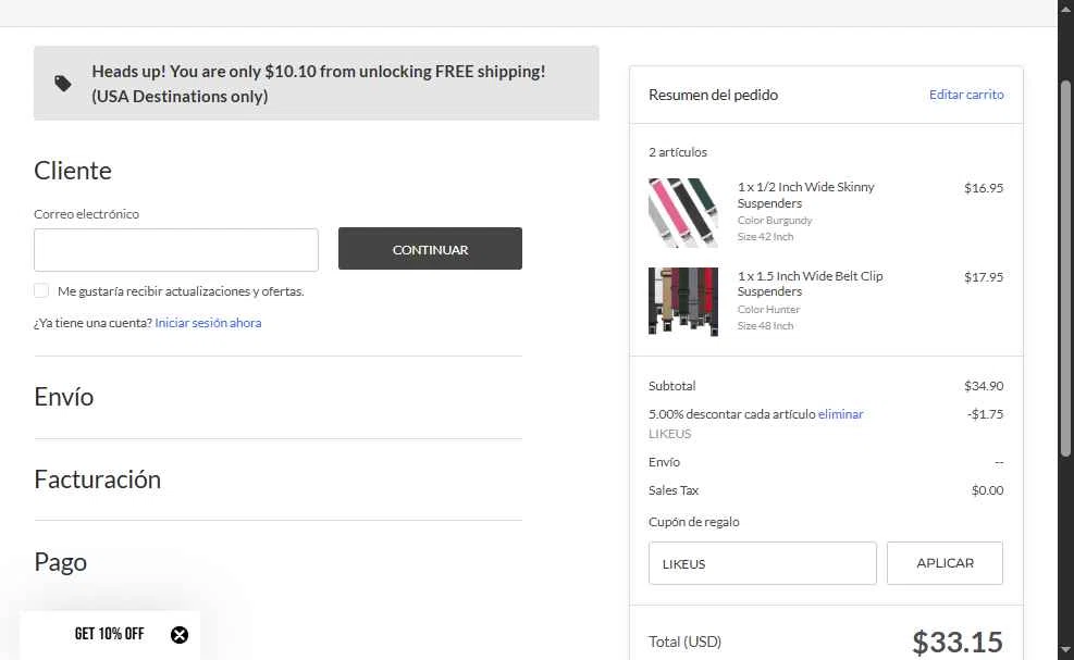 SuspenderStore checkout page showing SuspenderStore coupon code box | Screenshot taken by SimplyCodes community member on May 31, 2025