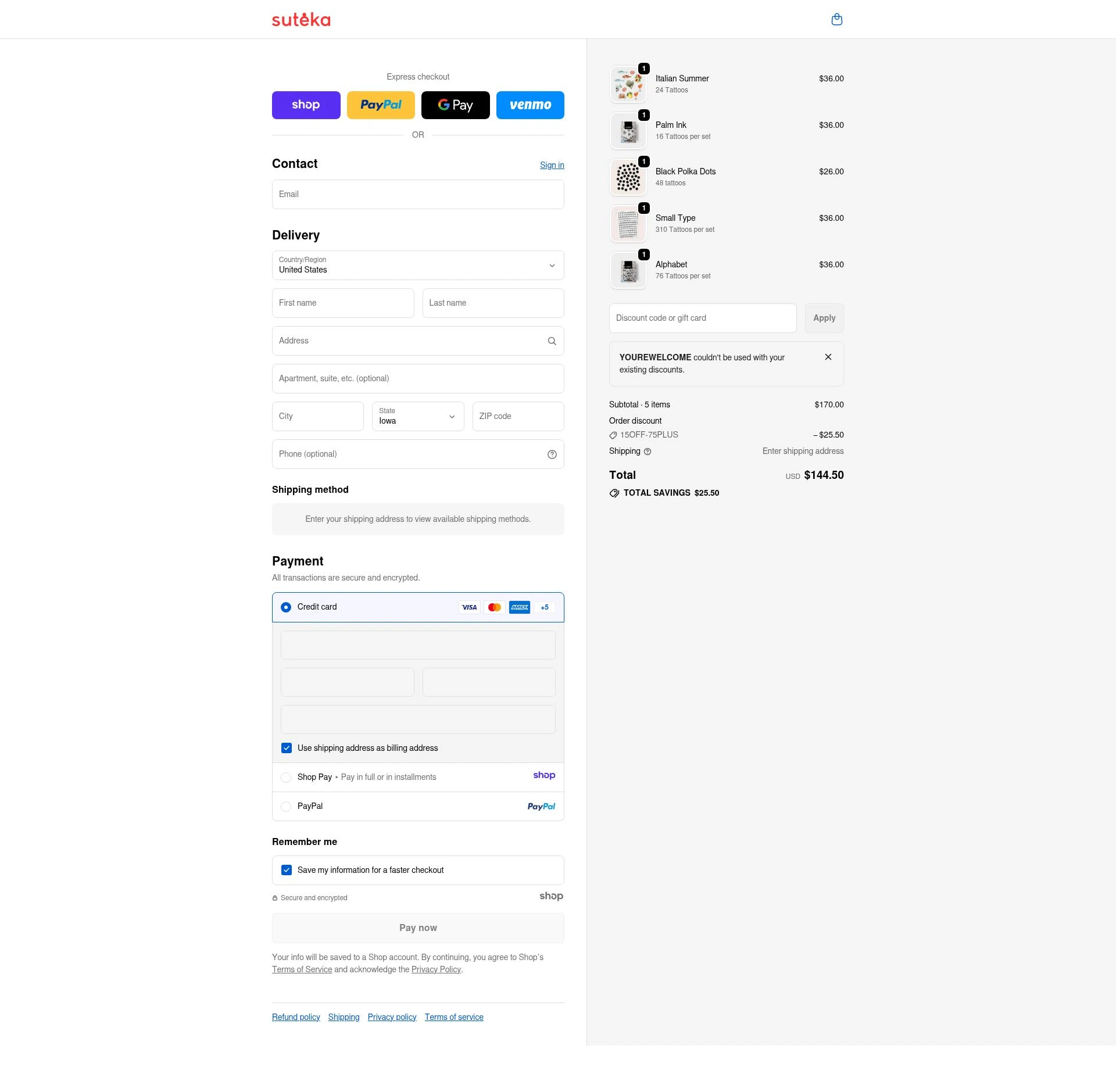 Suteka checkout page showing Suteka promo code box | Screenshot taken by SimplyCodes community member on Dec 18, 2025