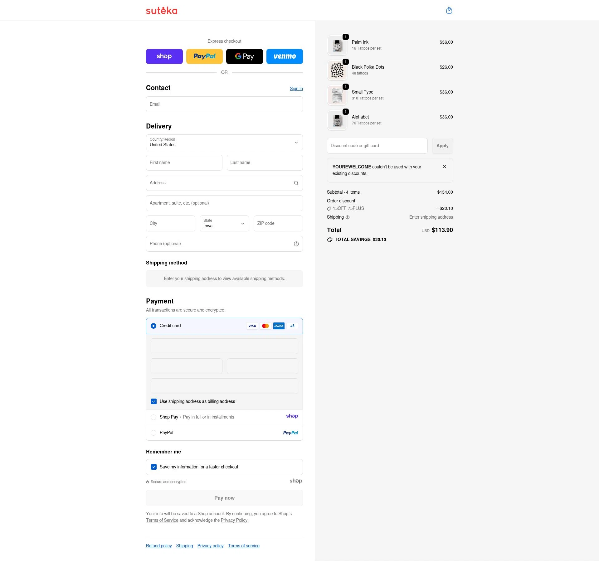 Suteka checkout page showing Suteka promo code box | Screenshot taken by SimplyCodes community member on Dec 24, 2025
