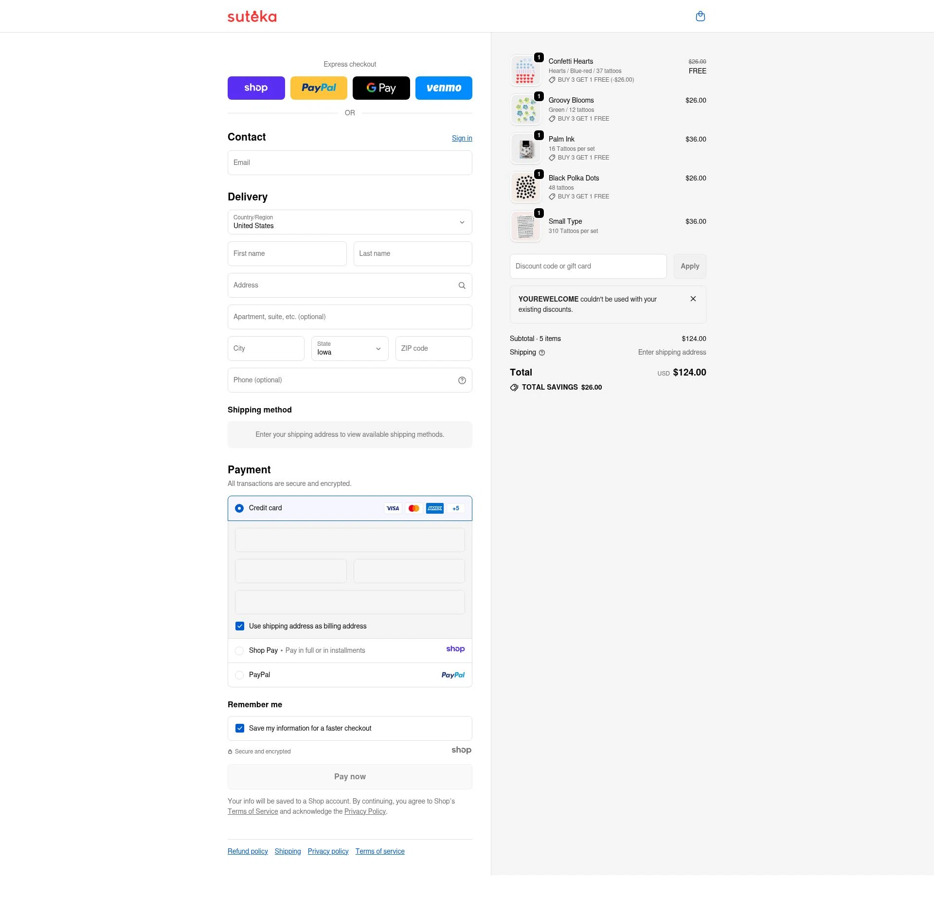 Suteka checkout page showing Suteka promo code box | Screenshot taken by SimplyCodes community member on Jan 8, 2026