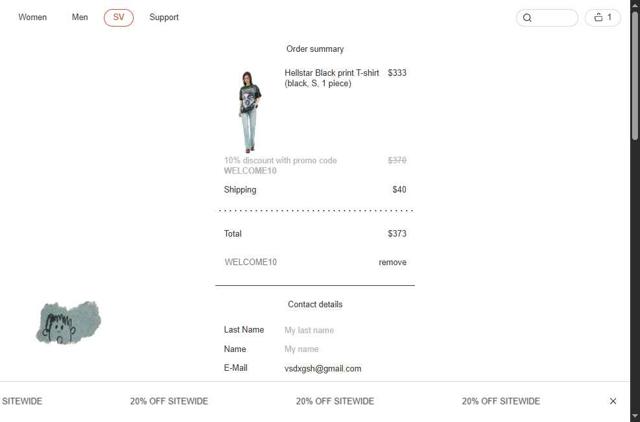 Sv77 checkout page showing Sv77 promo code box | Screenshot taken by SimplyCodes community member on Aug 23, 2025
