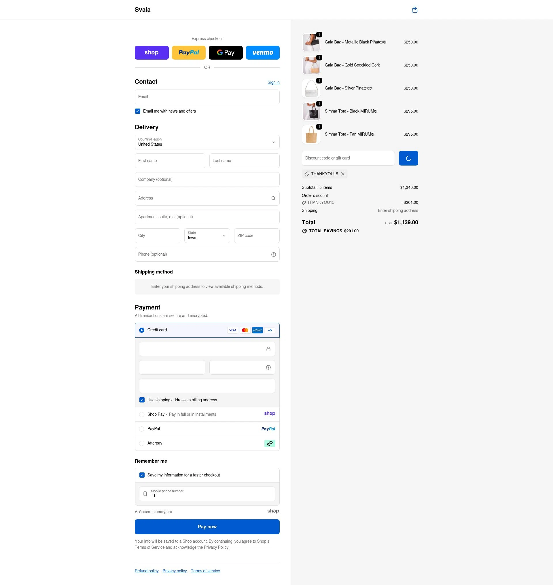 Svala checkout page showing Svala promo code box | Screenshot taken by SimplyCodes community member on Jan 3, 2026