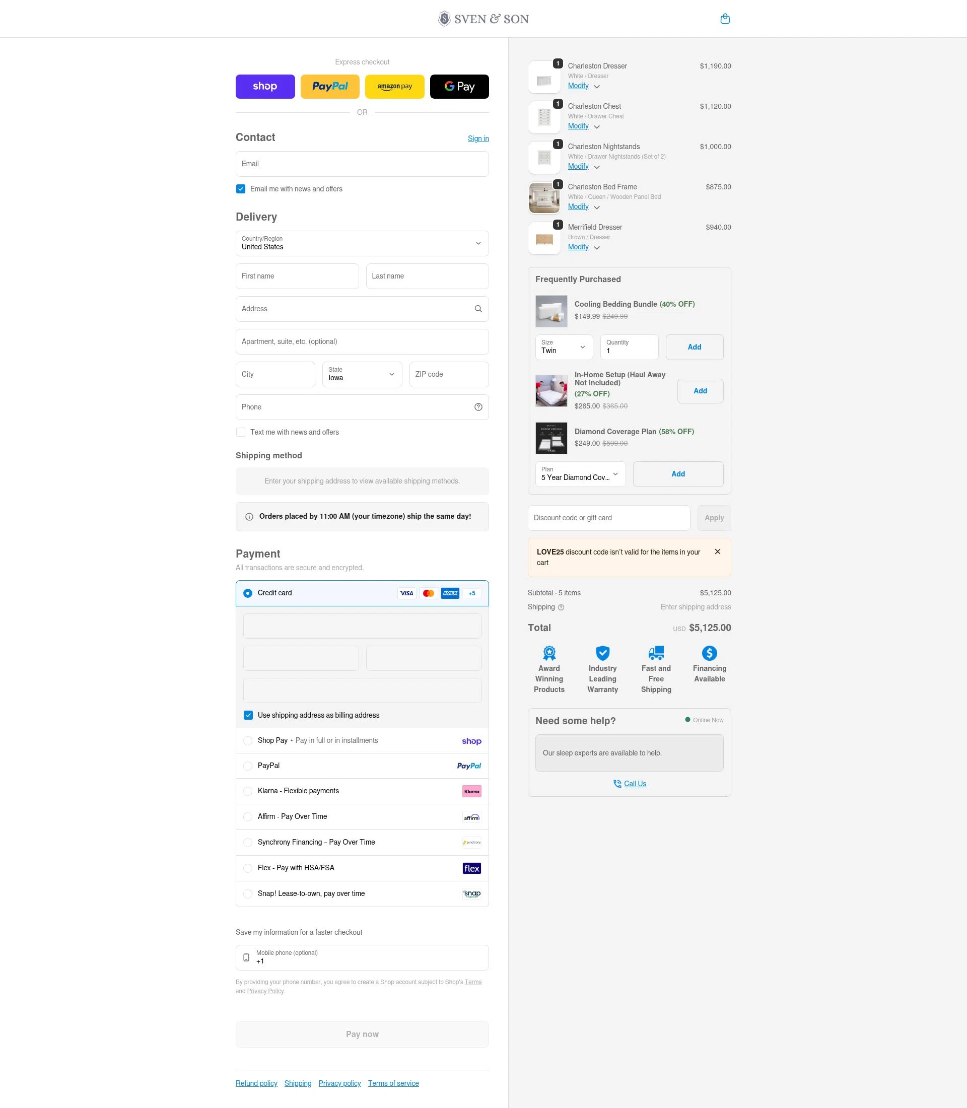 Sven and Son checkout page showing Sven and Son discount code box | Screenshot taken by SimplyCodes community member on Feb 7, 2026