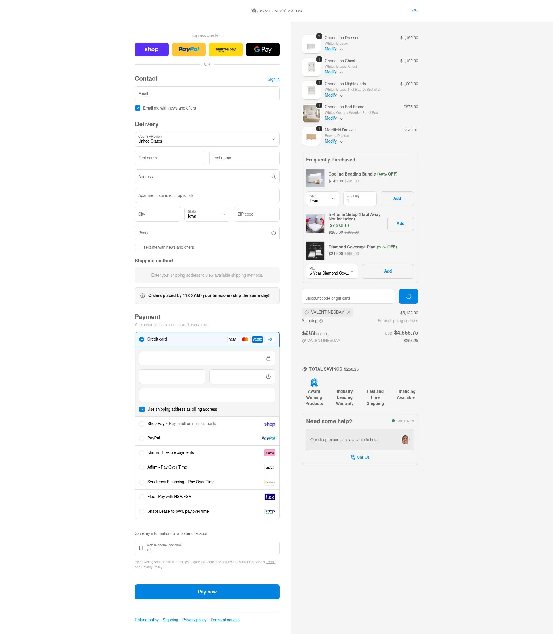 Sven and Son checkout page showing Sven and Son discount code box | Screenshot taken by SimplyCodes community member on Feb 7, 2026