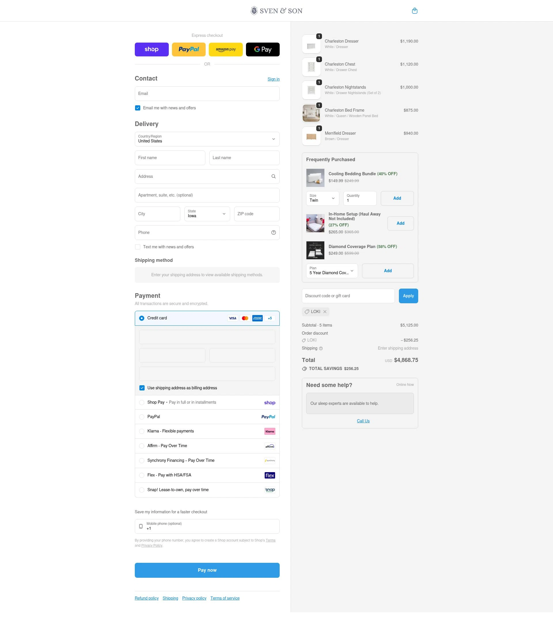 Sven and Son checkout page showing Sven and Son discount code box | Screenshot taken by SimplyCodes community member on Feb 7, 2026