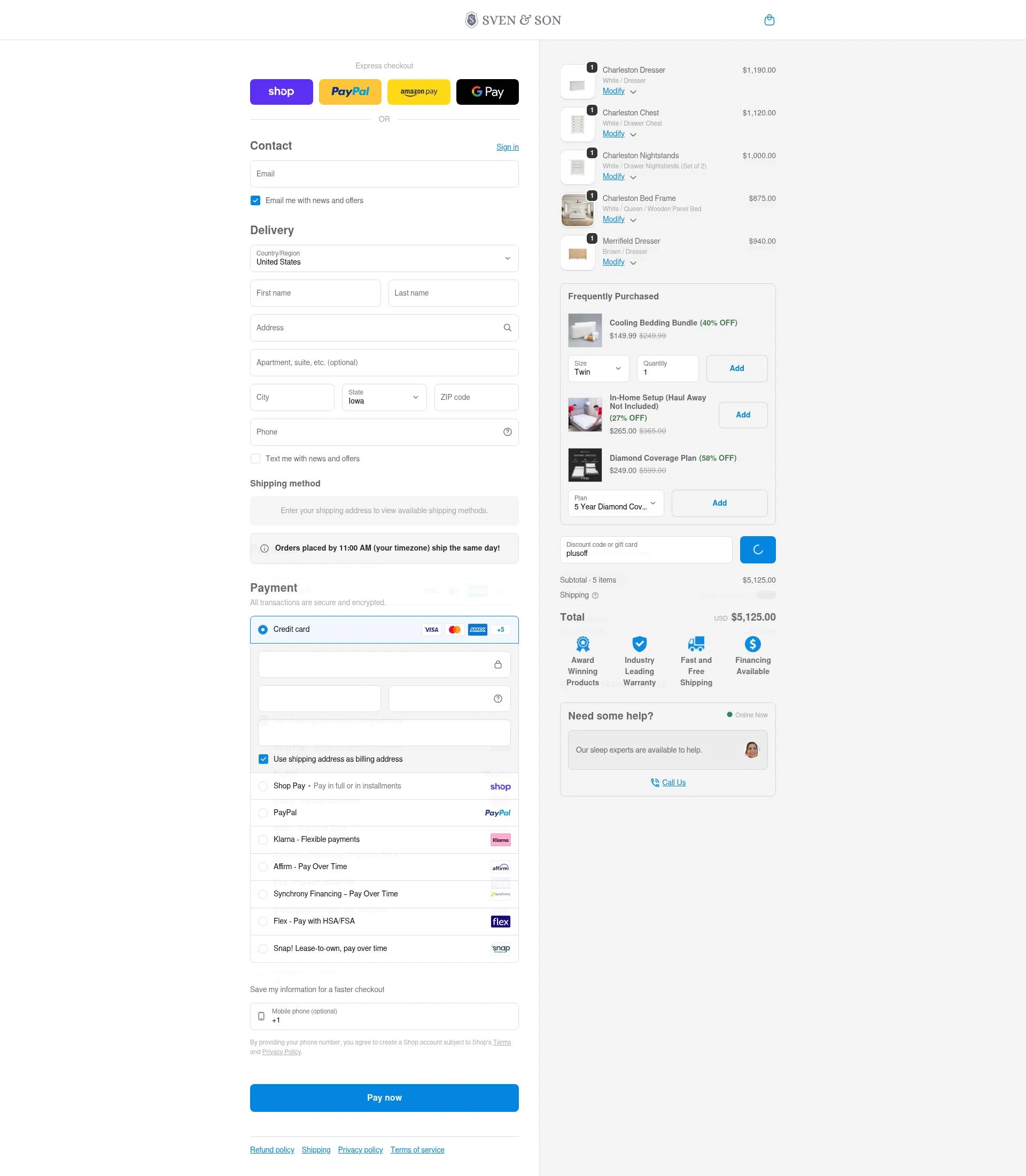 Sven and Son checkout page showing Sven and Son discount code box | Screenshot taken by SimplyCodes community member on Feb 7, 2026