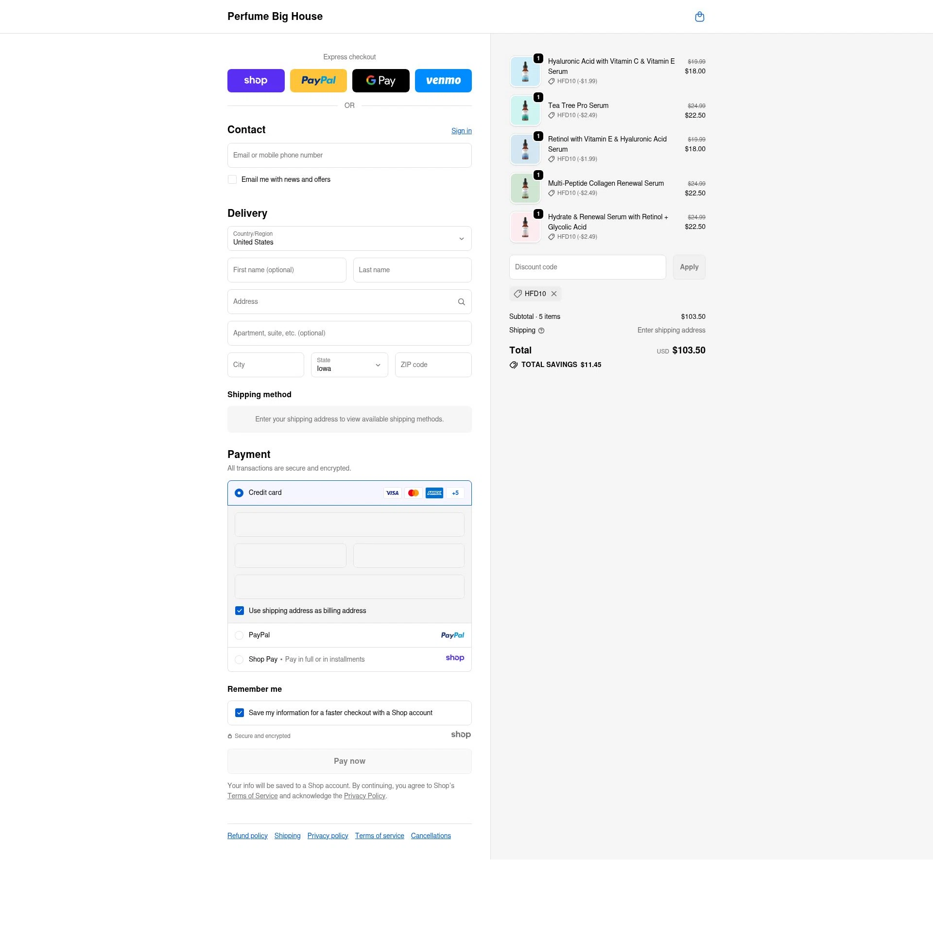 Svens Skincare checkout page showing Svens Skincare promo code box | Screenshot taken by SimplyCodes community member on Dec 8, 2025