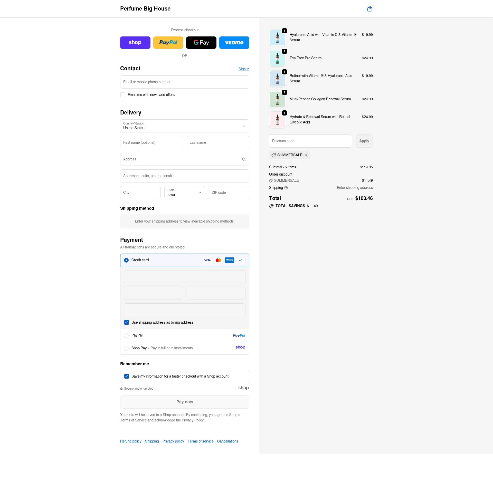 Svens Skincare checkout page showing Svens Skincare promo code box | Screenshot taken by SimplyCodes community member on Dec 8, 2025