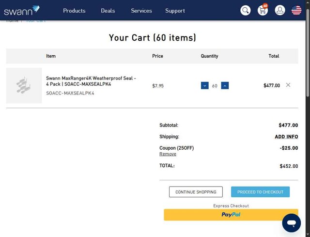 Swann checkout page showing Swann discount code box | Screenshot taken by SimplyCodes community member on Jun 30, 2025