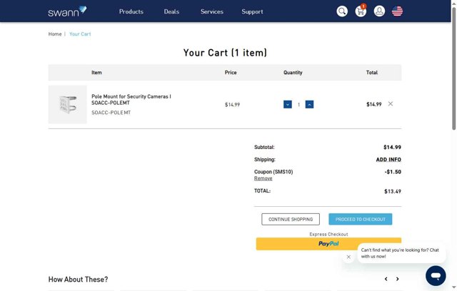 Swann checkout page showing Swann discount code box | Screenshot taken by SimplyCodes community member on Jul 19, 2025