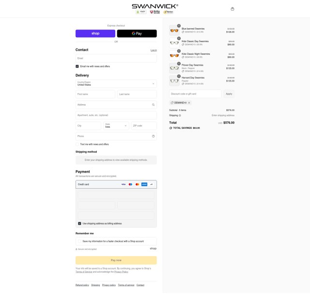 Swanwick Sleep checkout page showing Swanwick Sleep discount code box | Screenshot taken by SimplyCodes community member on Aug 31, 2025
