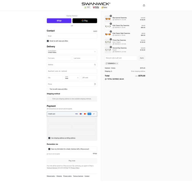 Swanwick Sleep checkout page showing Swanwick Sleep discount code box | Screenshot taken by SimplyCodes community member on Sep 4, 2025