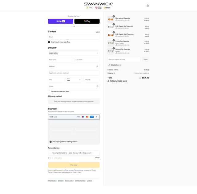 Swanwick Sleep checkout page showing Swanwick Sleep discount code box | Screenshot taken by SimplyCodes community member on Aug 27, 2025