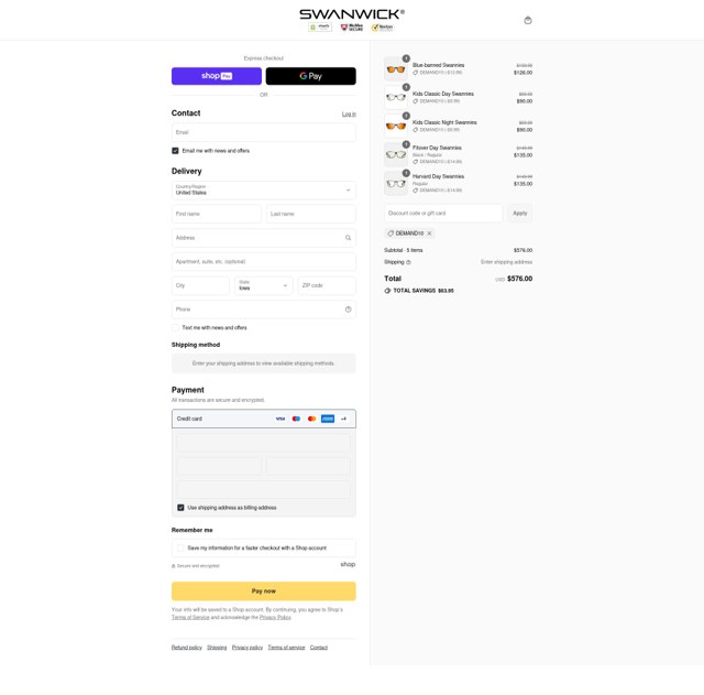 Swanwick Sleep checkout page showing Swanwick Sleep discount code box | Screenshot taken by SimplyCodes community member on Aug 23, 2025