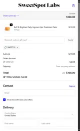 SWEET20 coupon verification screenshot