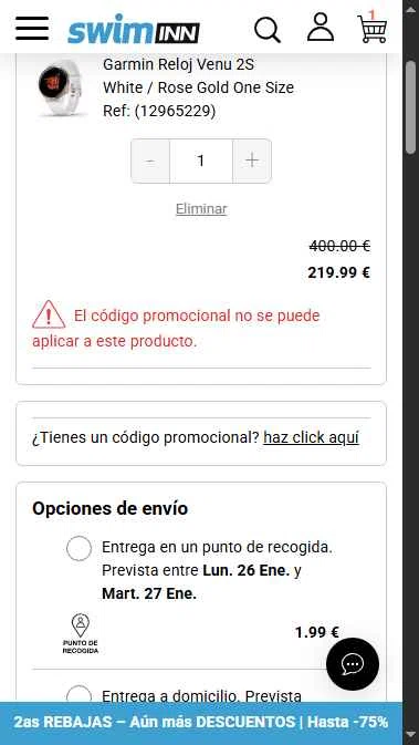 SwimINN checkout page showing SwimINN promo code box | Screenshot taken by SimplyCodes community member on Jan 25, 2026