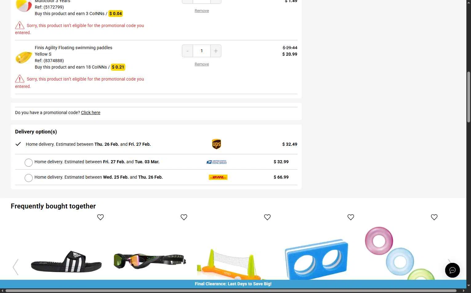 SwimINN checkout page showing SwimINN promo code box | Screenshot taken by SimplyCodes community member on Feb 12, 2026