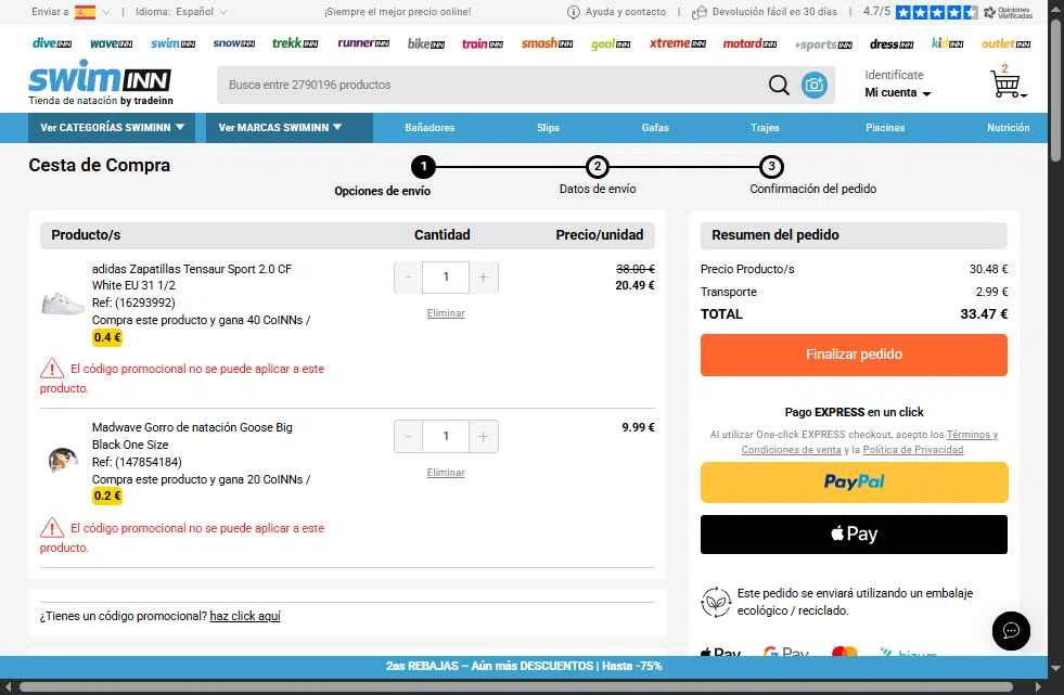 SwimINN checkout page showing SwimINN promo code box | Screenshot taken by SimplyCodes community member on Jan 27, 2026