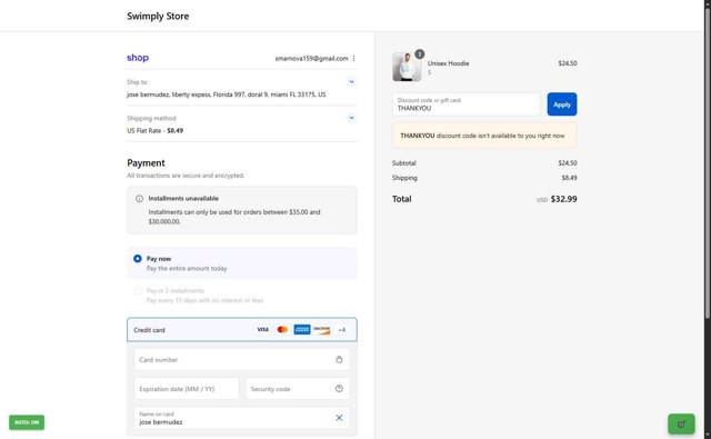 Swimply checkout page showing Swimply promo code box | Screenshot taken by SimplyCodes community member on Sep 6, 2025
