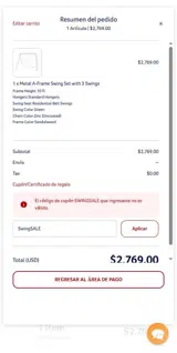 SwingSALE coupon verification screenshot