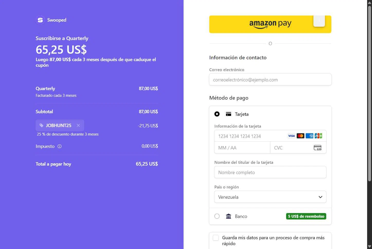 Swooped checkout page showing Swooped promo code box | Screenshot taken by SimplyCodes community member on Feb 3, 2026