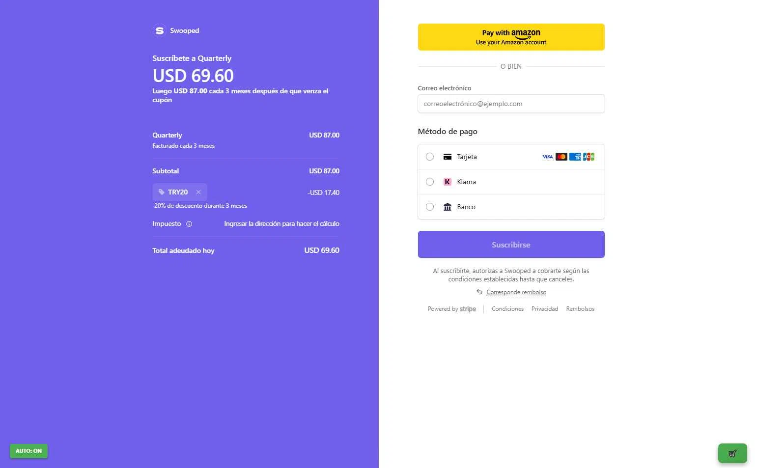 Swooped checkout page showing Swooped promo code box | Screenshot taken by SimplyCodes community member on Nov 30, 2025