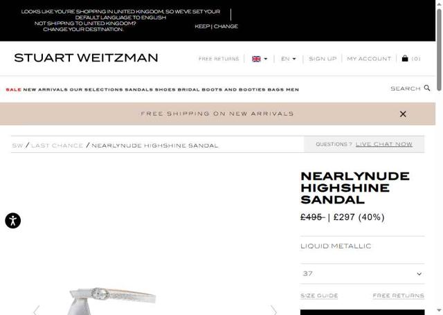 Stuart Weitzman Outlet checkout page showing Stuart Weitzman Outlet promo code box | Screenshot taken by SimplyCodes community member on Jul 11, 2025