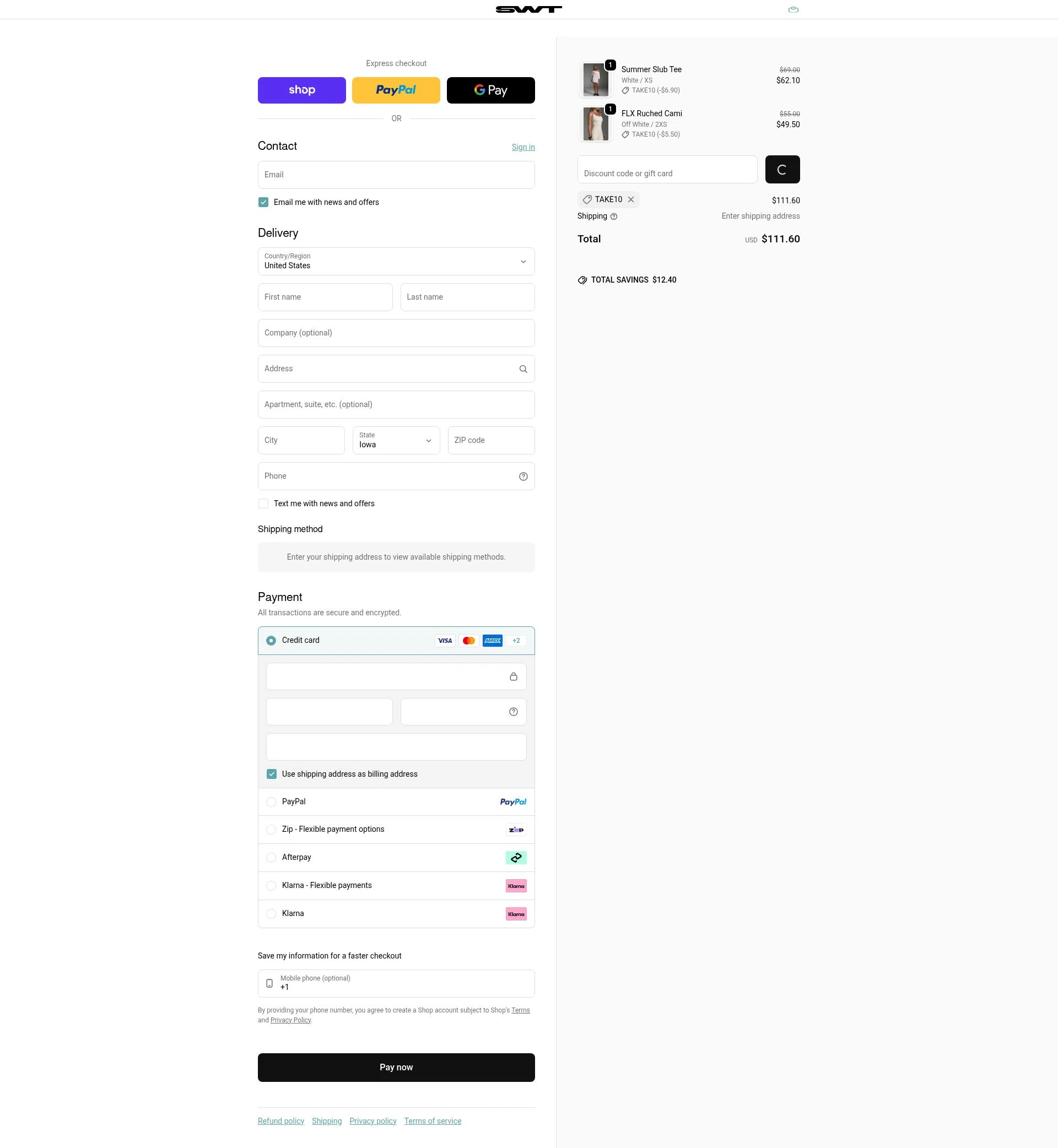 SWT Active checkout page showing SWT Active promo code box | Screenshot taken by SimplyCodes community member on Feb 1, 2026