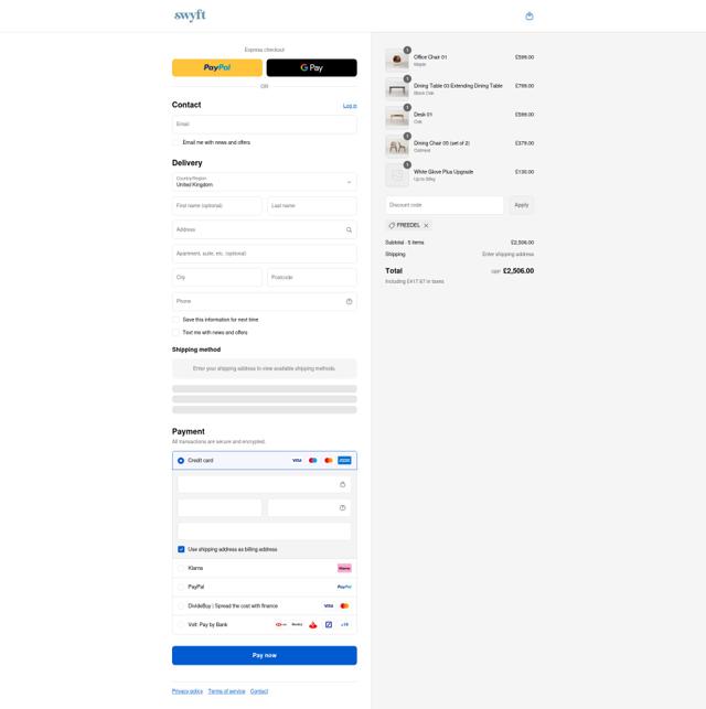 Swyft checkout page showing Swyft promo code box | Screenshot taken by SimplyCodes community member on Sep 5, 2025
