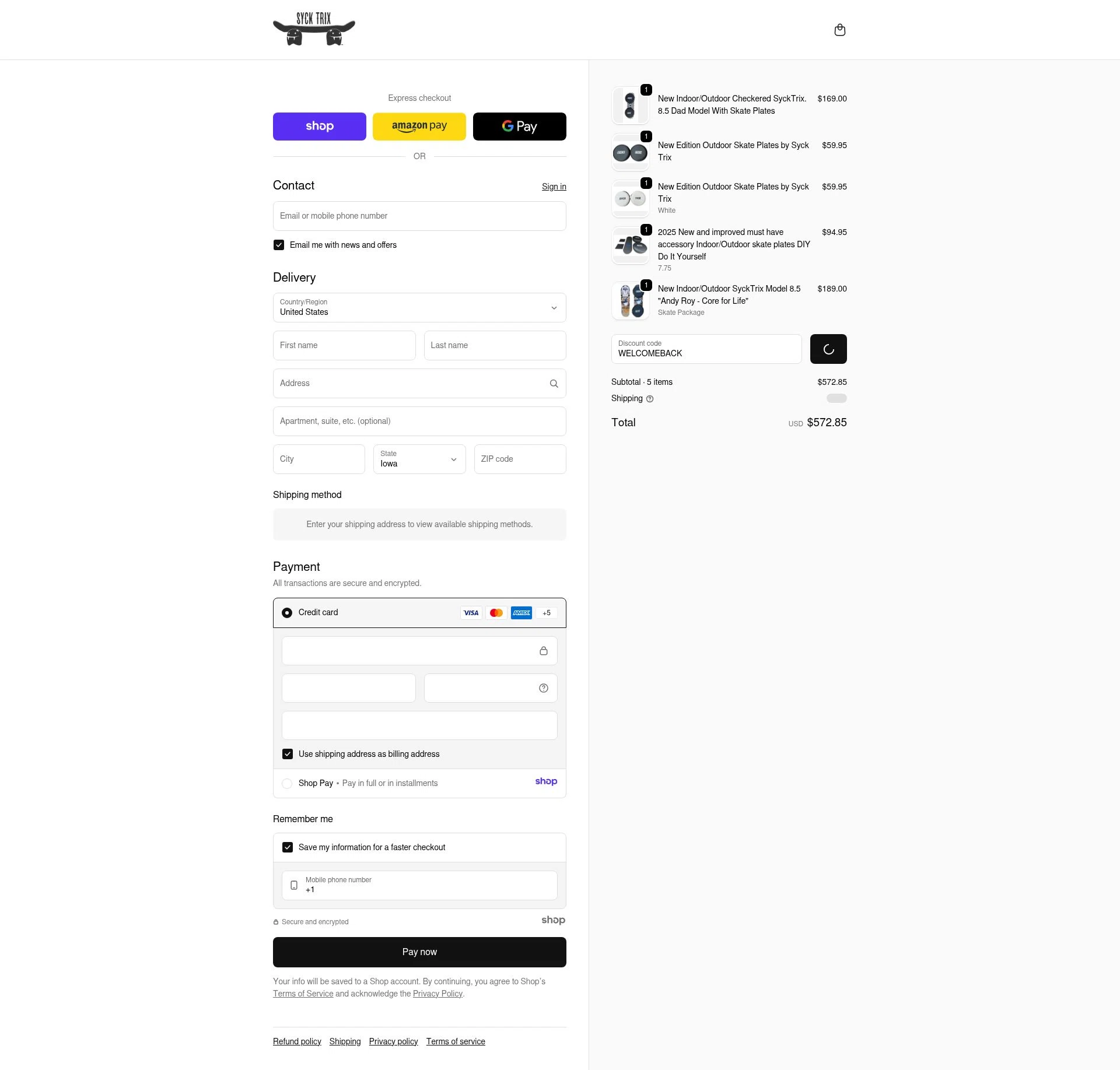 Syck Trix checkout page showing Syck Trix discount code box | Screenshot taken by SimplyCodes community member on Dec 24, 2025