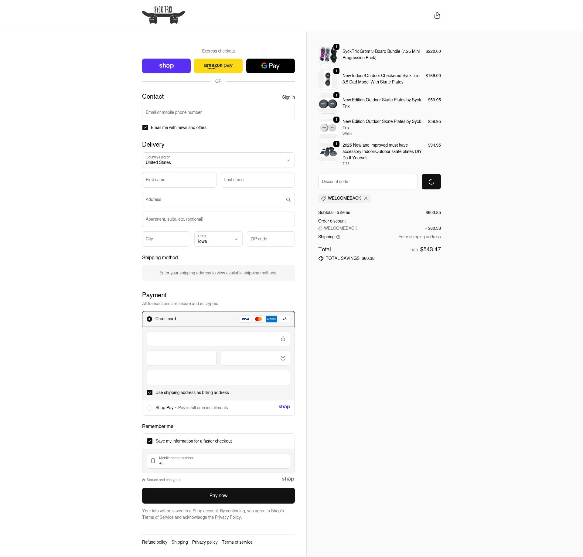 Syck Trix checkout page showing Syck Trix discount code box | Screenshot taken by SimplyCodes community member on Jan 3, 2026