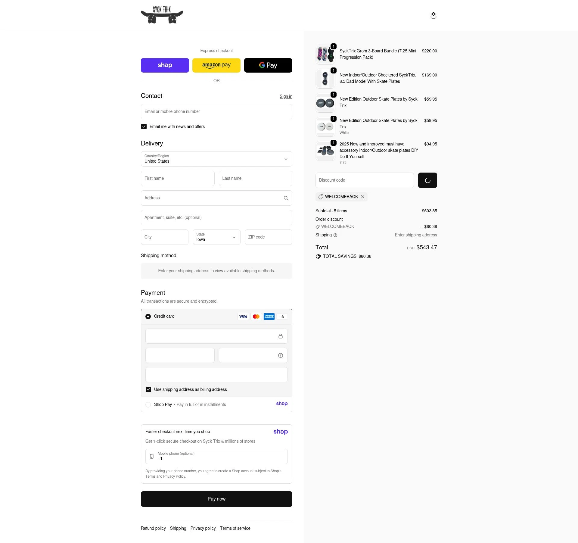 Syck Trix checkout page showing Syck Trix discount code box | Screenshot taken by SimplyCodes community member on Jan 8, 2026