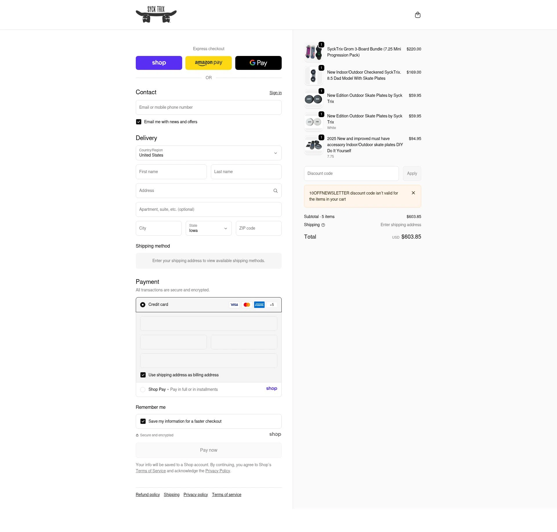 Syck Trix checkout page showing Syck Trix discount code box | Screenshot taken by SimplyCodes community member on Dec 29, 2025